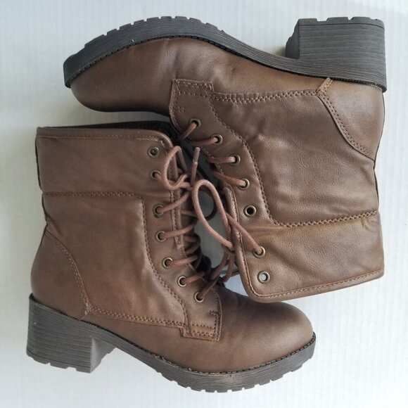 Rock & Candy Sprancie Lace Up Bootie Y2K Chunky Brown Block Heel Grunge Size 6.5 - Picture 6 of 11